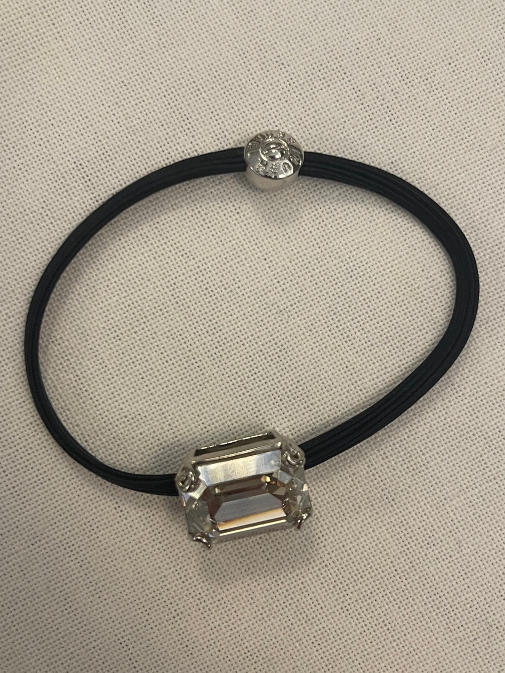 henri bendel Black Elastic Hair Tie with Clear Crystal Accent NEO